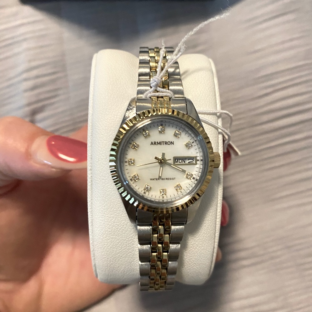 NWT! Two-tone women’s watch with crystal accents